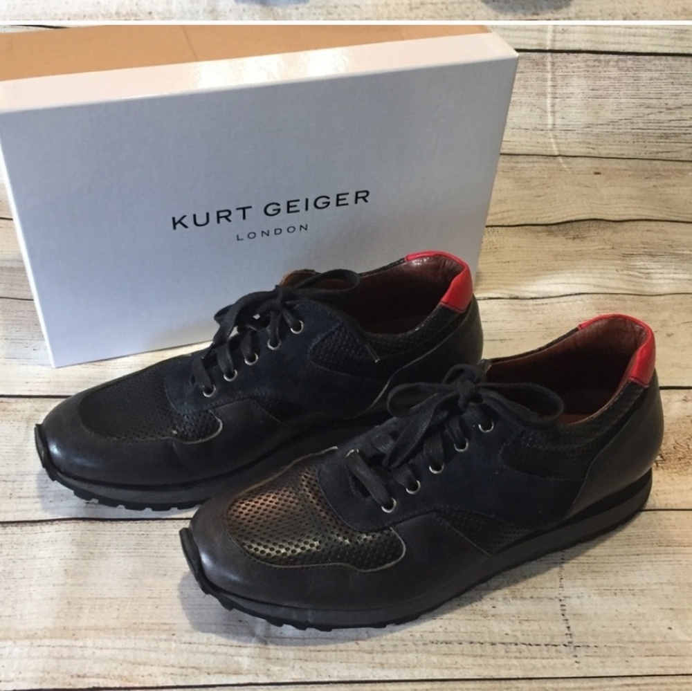 Men's KURT GEIGER Black Leather Sneaker Sz 10.5
